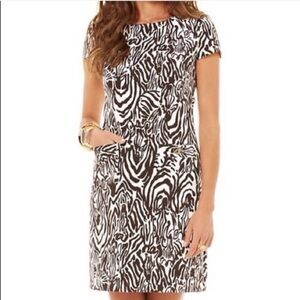 Lilly Pulitzer Layton Zebra Print Shift Black and White Dress Medium